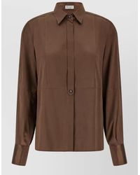 Brunello Cucinelli - Silk Long-Sleeve Shirt - Lyst