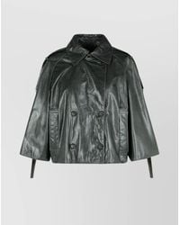 Max Mara - Leather Cropped Jacket - Lyst