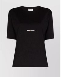Saint Laurent - Cotton Logo Print Boyfriend T-Shirt - Lyst