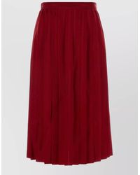 Gucci - High Waisted Twill Midi Pleated Skirt - Lyst