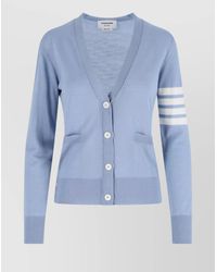 Thom Browne - Virgin Wool V-Neck Ribbed Cardigan - Lyst