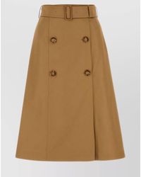 Burberry - Cotton Trench Midi Skirt - Lyst