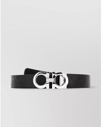 Ferragamo - Adjustable Metal Hardware Textured Finish Belt - Lyst