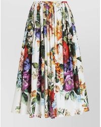 Dolce & Gabbana - Floral Bouquet Print Midi Skirt - Lyst