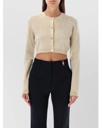 Versace - Cropped Barocco Knit Cardigan - Lyst