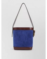 Versace - Suede Bucket Bag Leather Trim Chain - Lyst