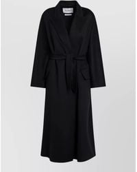 Max Mara - Long Jacket Belted Waist Lapel Collar - Lyst