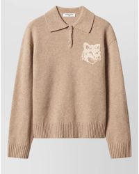 Maison Kitsuné - Wool Intarsia-Knit Fox Head Polo Jumper - Lyst