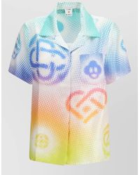 CASABLANCA - Graphic Logo Cuban Collar Short Sleeve Shirt - Lyst