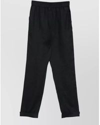 Emporio Armani - Linen Trousers Elasticated Waistband Turn Up Cuffs - Lyst