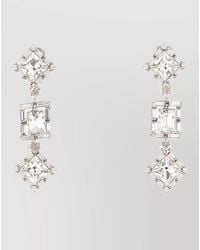 Alessandra Rich - Metal Crystal Drop Earrings Geometric Design - Lyst