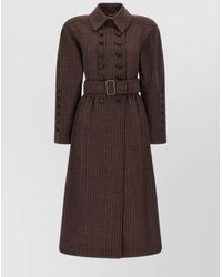 Chloé - Wool Houndstooth Double-Breasted Coat - Lyst