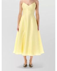Alberta Ferretti - Silk Sleeveless V-Neck Midi Dress - Lyst