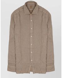 120% Lino - Linen Shirt Long Sleeves Striped Pattern - Lyst