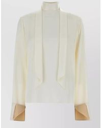 Stella McCartney - Satin High-Neck Open-Back Blouse - Lyst