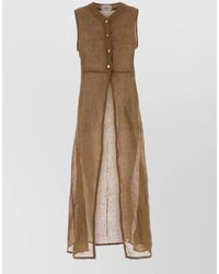 LeKasha - Linen Biba Maxi Sheer Sleeveless Dress - Lyst