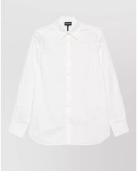 Emporio Armani - Cotton Shirt Logo Detail Long Sleeves - Lyst