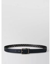 Dolce & Gabbana - Perforated Leather Skinny Belt Metal Buckle - Lyst