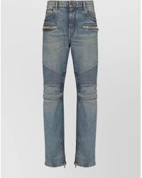 Balmain - Ribbed Straight-Leg Low-Rise Denim Jeans - Lyst