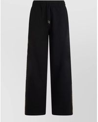 Burberry - High-Rise Wide-Leg Cotton Trousers - Lyst