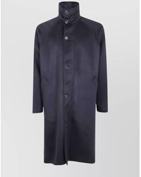 Giorgio Armani - Long Coat With High Collar And Pockets - Lyst