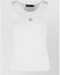 Dolce & Gabbana - Ribbed Cotton Sleeveless Tank Top - Lyst