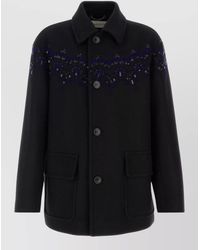 Dries Van Noten - Wool Blend Randale Coat Collar Detail - Lyst