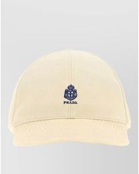 Prada - Cotton Baseball Cap Curved Brim Design - Lyst