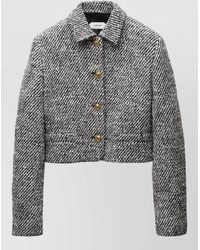 Versace - Bouclé Wool Cropped Single Breasted Coat - Lyst