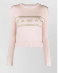 Chiara Ferragni - Knitwear With Embroidered Detail And Ribbed Cuffs - Lyst