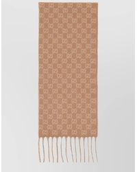Gucci - Wool Cashmere Logo-Print Fringed Scarf - Lyst