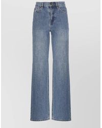 Self-Portrait - Denim Rhinestone Straight-Leg Jeans - Lyst
