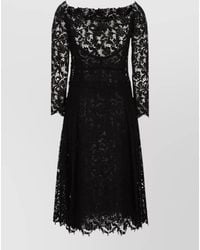 Fendi - Cotton Macramé Lace Off-The-Shoulder Bustier Midi Dress - Lyst