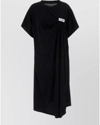 MM6 by Maison Margiela - Cotton T Shirt Dress Draped Detail Neckline - Lyst