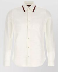 Gucci - Web Stripe Long Sleeve Shirt Button Collar - Lyst