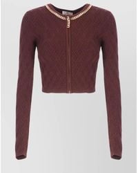 Elisabetta Franchi - Cropped Cardigan Chain Detail - Lyst
