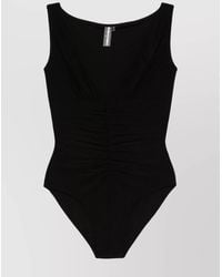 Norma Kamali - V-Neck Ruched Sleeveless Stretch Top - Lyst