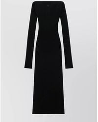 Courreges - Ribbed Off-Shoulder Long-Sleeve Midi Dress - Lyst