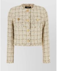 Versace - Crewneck Tweed Blazer - Lyst