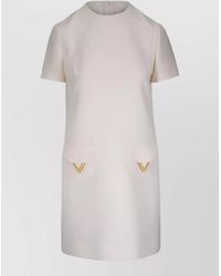 Valentino - Virgin Wool Silk Short-Sleeve Mini Dress - Lyst