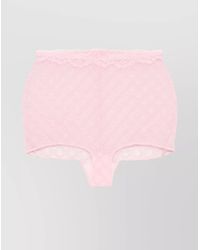 Gucci - High Waist Lace Trim Sheer Tulle Culottes - Lyst