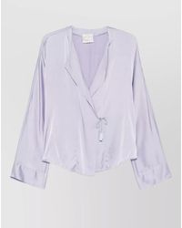 forte_forte - Silk V-Neck Long-Sleeve Blouse - Lyst