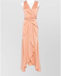 Silk95five - Shangri Long Dress Asymmetrical Wrap V Neck - Lyst