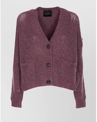 Roberto Collina - V-Neckline Textured Knit Cardigan With Front Pockets - Lyst