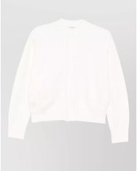 Max Mara - Ribbed Wool Round Neck Long Sleeve Cardigan - Lyst