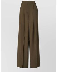 Fendi - High Waist Wide-Leg Wool Blend Trousers - Lyst
