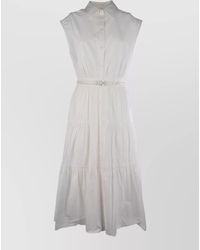 Michael Kors - Tiered Dress Belted Waist Sleeveless Design - Lyst