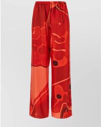Ferragamo - Printed Silk Palazzo Trousers With Elastic Waistband - Lyst