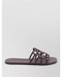 Loewe - Anagram Petal Leather Flat Slide Sandals - Lyst