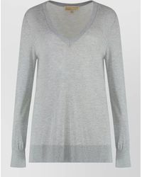 MICHAEL Michael Kors - V Neck Knit Sweater Long Sleeves - Lyst